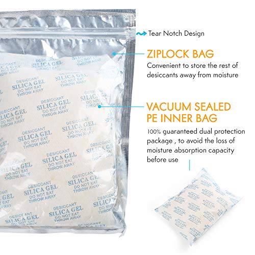 750G Indicating Silica Gel Packets, Rechargeable Desiccant Packets and Dehumidifier with Orange Color Indicator (Orange to Dark Green), Food Safe Moisture Absorber Bag for Prevent Corrosion, Moisture