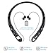 Bluetooth Headphones Bluenin Wireless Headphones Neckband Retractable Earbuds Noise Cancelling Stereo Headset Sport Sweatproof Earphones with Mic for iPhone Andriod Cell Phone Tablets TV (Black)
