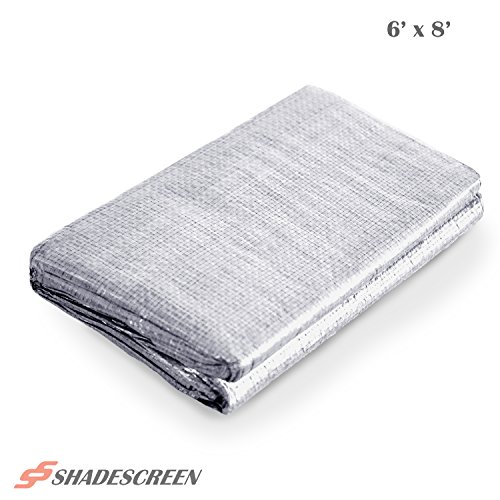 Shade Screen Tarp 6 x 8 Feet Silver Multi Purpose Tarp 10 Mil Thick Poly Tarpaulin UV Resistant for Waterproof Rain Car Boat Shade