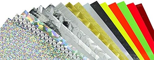 Adhesive Vinyl Sheets for Cricut in Silver Glitter, Gold, Red, Black - 16 Sheet Pack 8” x 12”