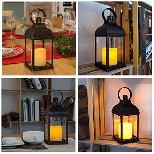 MammyGol 2Pack 10" Vintage Decorative Lanterns with Timer Outdoor