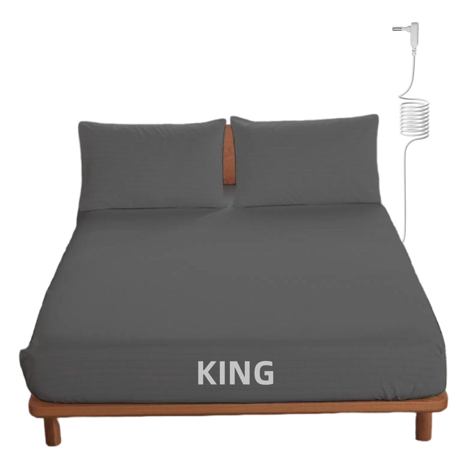 Grounding Fitted Sheet with 15 feet Grounding Cord, King Size, 5% Silver Fiber & 95% Cotton Fiber, Conductive Earthing Bed Sheet for Better Sleep EMF Protection