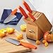 Rachael Ray 5-Inch Japanese Stainless Steel Serrated Utility Knife with Orange Handle and Sheath