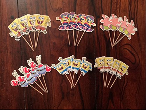 Spongebob Squarepants Cupcake Toppers Spongebob Party Supplies SET OF 