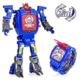 JMK Robot Watch Toys Deformed Watch Toy Deformation Robot Toys Kids Digital Watch for Kids Christmas Halloween Year's Gift. (Blue)