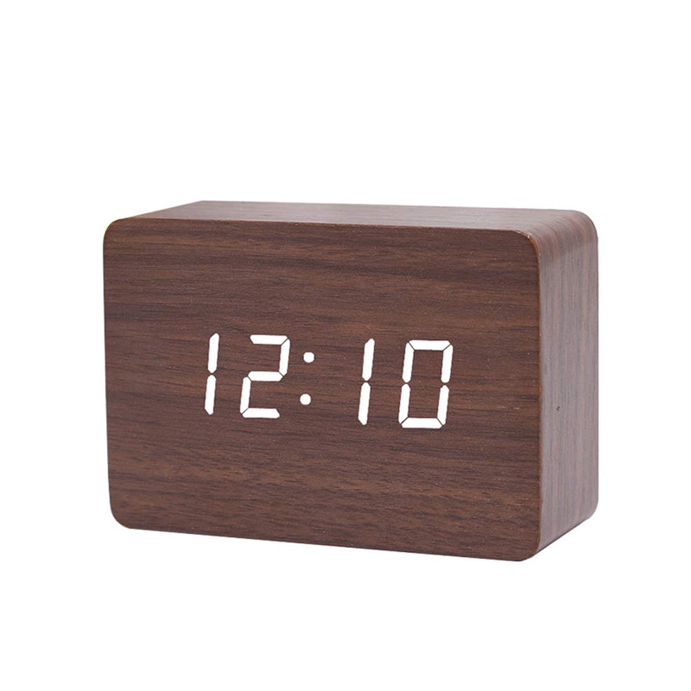 Queta LED Digital Alarm Clock Woodenlike Small Table Clock with Date