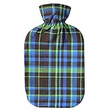 Fashy Hot Water Bottle with Tartan Cover Green - Made in Germany