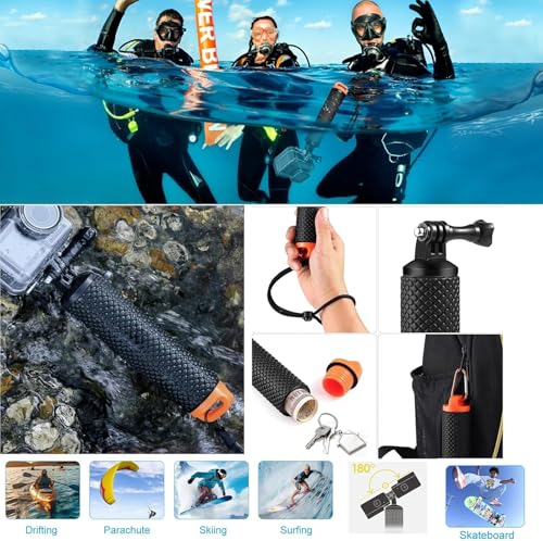 ShipeeKin Accessories Kit for Gopro Hero 13 12 11 10 9, Waterproof Case Floating Handle Chest Strap Head Strap Wrist Strap Super Clamp Handlebar Mount Diving Filters Inserts Anti-Fog