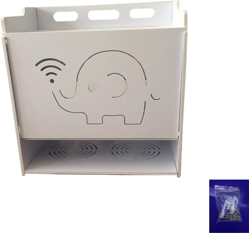 WiFi Router Cable Power Plug Wire Storage Boxes Wall Mount Floating Shelf Storage Rack Containing Box
