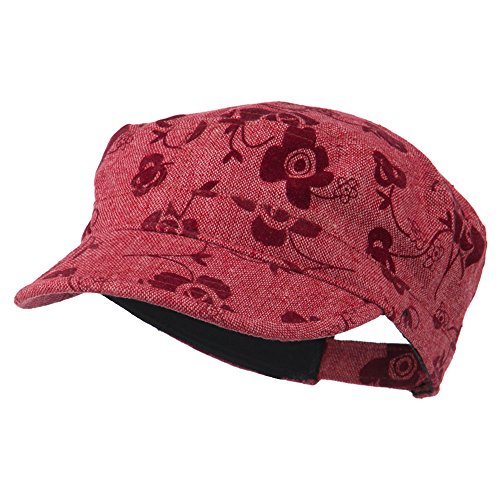 Flower Jeep Style Army Cap - Red OSFM