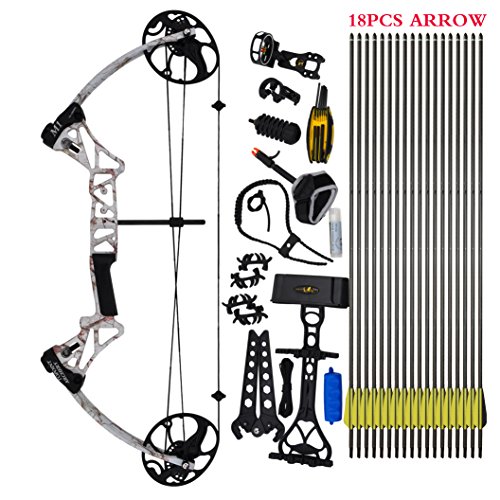 Compound Bow Package,M1,19"-30" Draw Length,19-70Lbs Draw Weight,320fps IBO Via Express Service Delivered Within 7Days(SNOW-CAMO)