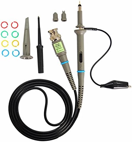 Oscilloscope Probes 100 MHz with Accessories Kit P6100 High Sensitivity Oscilloscope Clip Probe 10:1 and 1:1 Switchable with Mini Alligator and Ground Lead 600V DC Lab Oscilloscope 2 PCS eGlobalTone