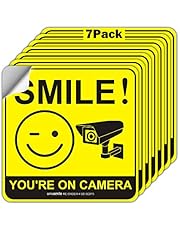 Smile You’re on Camera Sign 7 Pack 6" x 6" Video Surveillance Signs CCTV Camera Sticker Vandalism Robbery & Theft Prevention Indoor/Outdoor