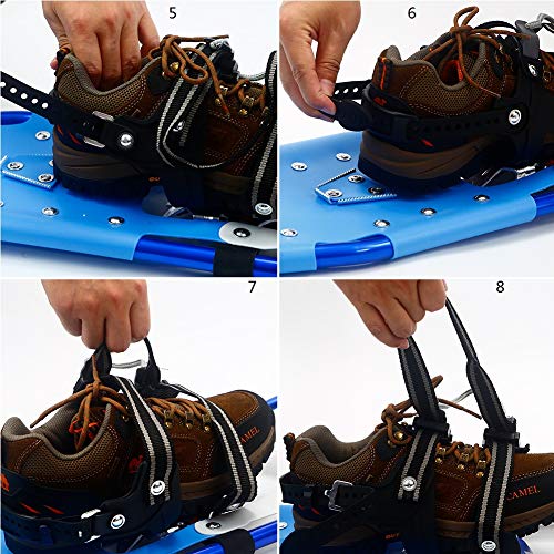 Mounchain Snowshoes 1 Pair, Adjustable Ratchet Lightweight Aluminum Alloy Anti-Shock Snowshoes Free Carrying Tote Bag (30 inch)