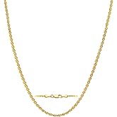 SPETLEK 14K Yellow Gold Rope Chain Necklace for Women and Men 1.6mm/2.1mm/2.6mm/3.1mm 14K Solid Gold Necklace with lobster clasp