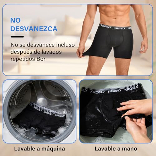 KIROGILY Boxer Hombre, 6 Pares Ropa Interior Hombre, Calzones de Hombre de Fibra de Bambú, Suaves y Elásticos, Bolsa Frontal 3D y Bragueta, Ligeros, Respirable, Boxers Que se Adaptan Bien