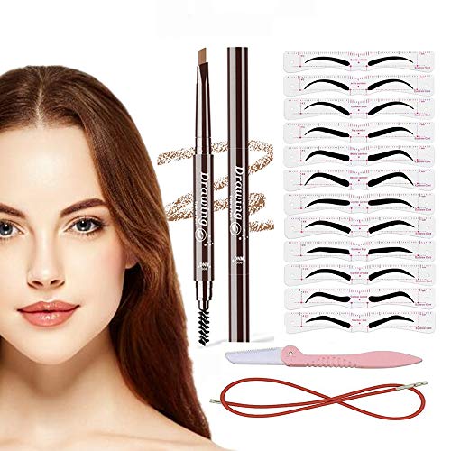 Bummd Eyebrow Pencils and Eyebrow Stencils Kit,2Pcs Waterproof Eyebrow