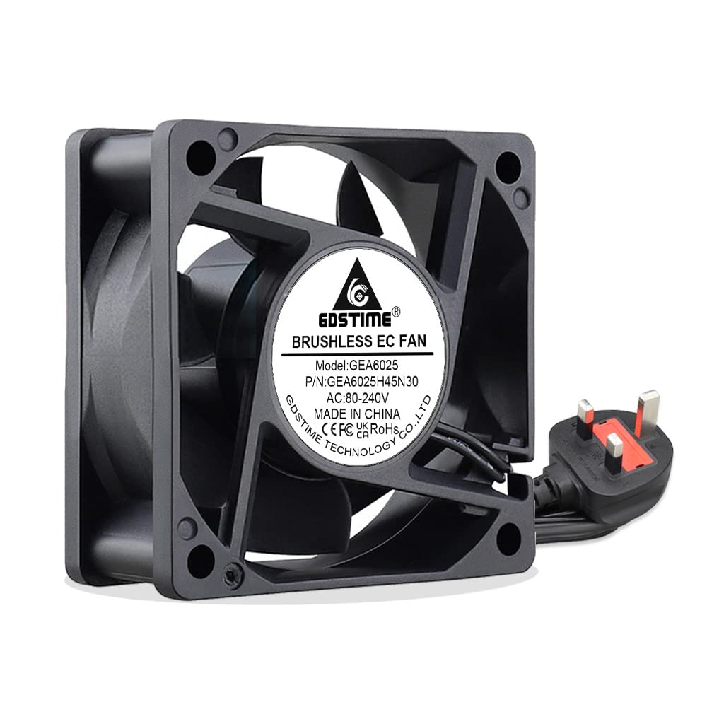 GDSTIME 60mm x 60mm x 25mm Fan 240V AC EC 220V Computer Fan for Workstation Server Cabinet Replacement