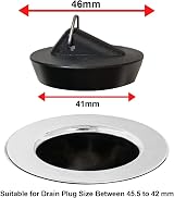 Tomario 2 Pack Silicone Sink Bath Plug 44mm with Stainless Chain Black 2x view 3