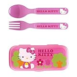 Zak! Hello Kitty Flatware Set for Kids Toddlers Girls (3 Pc: Spoon, Fork, Travel Case)