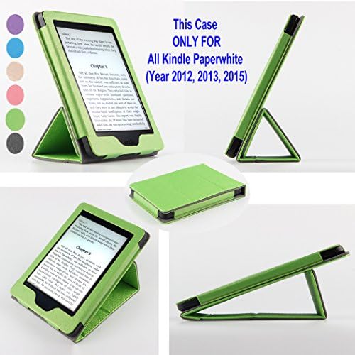 Kindle Paperwhite Case – with Fortune Tech Foldable Stand Cover, Magnetic Closure, Auto Sleep/Wake up, Protective and Form Fitting for All Amazon Kindle Paperwhite (Year 2012, 2013, 2015),- Green