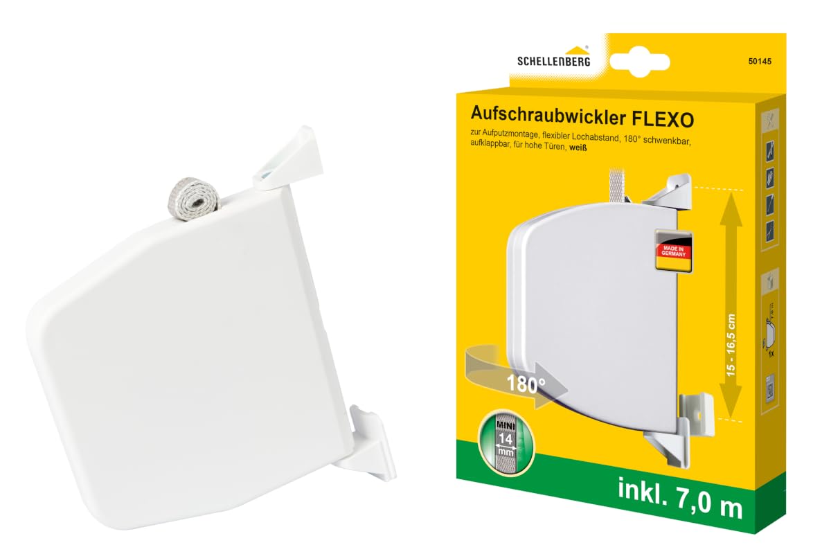 Schellenberg Screw-on Winder, Flexo Mini, Including 7 m Webbing, White