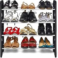 Pureus Foldable Shoe Rack with 4 Shelves (Plastic Rod)