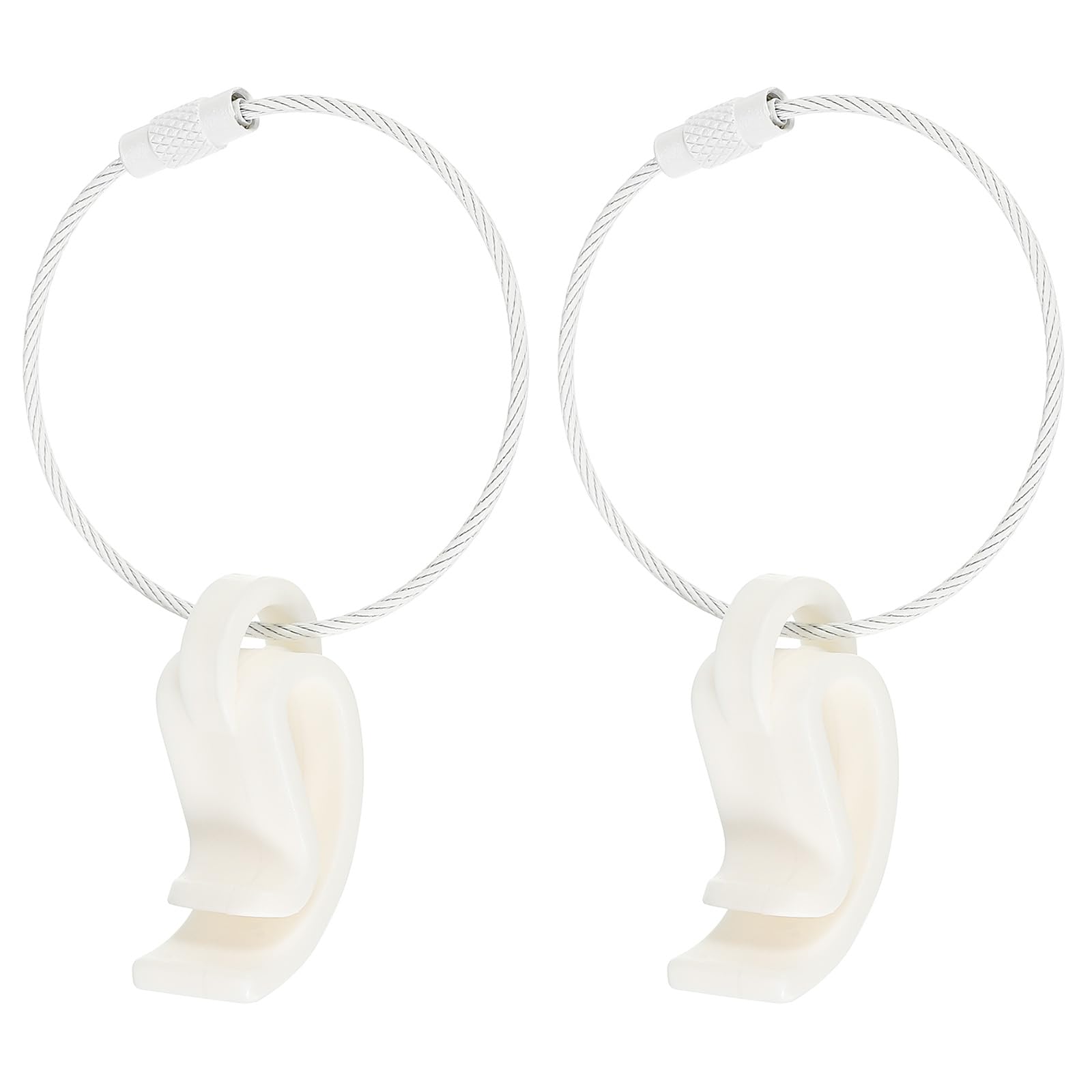 PATIKIL Flying Disc Clip with Wire Cable, 2 Pack Sport Disk Hanger Hook Holder for Carrying Organizing Discs, White