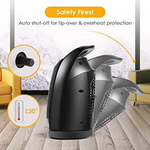 Ceramic Space Heater, 750W/1500W Portable Desk Small Quiet Fast Heating Fan, Overheat & Tip-Over Protection, Energy Efficient Space Heater for Office Desktop and Home - Thumbnail 3