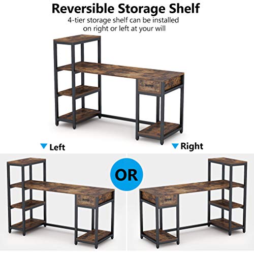 Tribesigns Computer Desk with 4Tier Storage Shelves, 57 inch Large