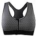 BaBana Women's Zip Front Anti Sports Yoga Bra, Padded High Impact Support For Workout Fitness Removable Pads, Running Bra (X-Large, Gray)