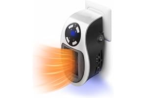 MRLIANCE Portable Plug in Heater, 500W Small Space Heater with Overheat Protection, Electronic Thermostat, LED Display Wall Plug Heaters for Indoor Use - Bathroom and Bedroom, etc