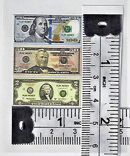 Custom Toys & Hobbies Miniature Play Money Copy US $100/50/2 Banknotes Model Dollhouse Diorama x10 Each only one Side