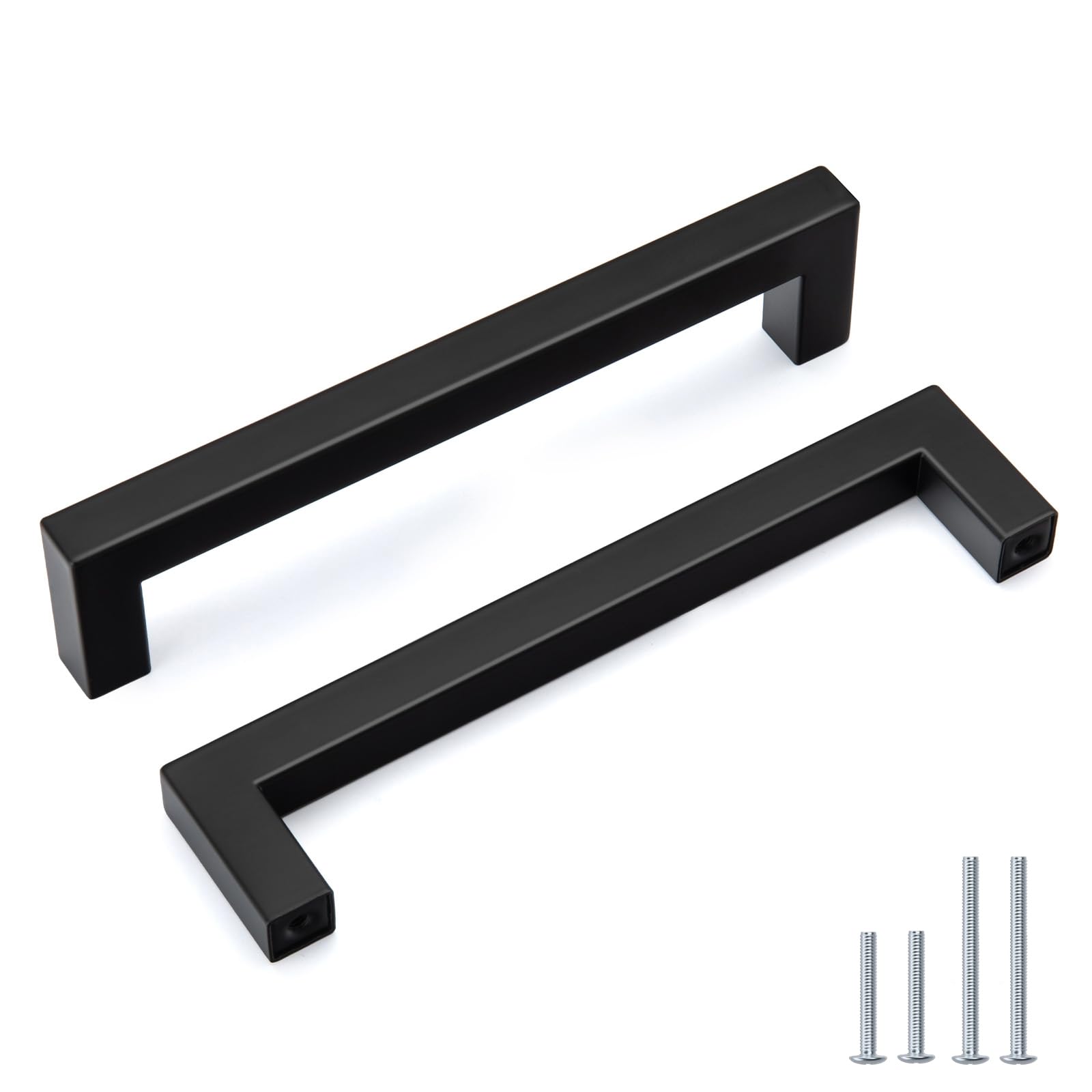 Goldenwarm 20 Pack 6-1/4inch(160mm) Black Cabinet Handles Matte Black Cabinet Pulls Stainless Steel Drawer Handle Modern Kitchen Hardware Cabinets Cupboard Image