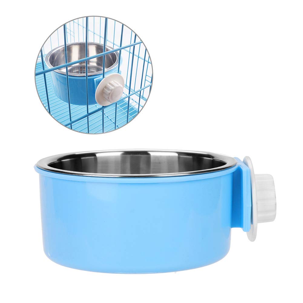 Pet Crate Hanging Bowl Dog Cage Water Bowl Removable Stainless Steel Food Bowl 2-in-1 Mounted Feeder Bowl with Bolt Holder for Kennel Cage for Small Medium Dogs Puppy Cats Birds