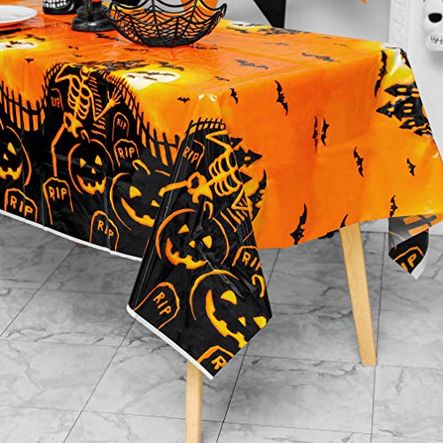 Halloween-Party-Tablecloth-2-Pack-72x54-Disposable-Table-Cover-Rectangle-Plastic-Table-Cloths-for-for-Halloween-Party-Decoration-Supplies-Pumpkin-Hunted-House