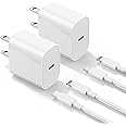 2Pack Apple Certified iPhone Charger Fast Charging, 20W PD USB C Wall Charger Block with Type C to Lightning Cable 6ft Compat