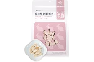 PET-EVER PureFeast Freeze-Dried Rabbit Tenderloin Treat for Small Dog & Cat, Health Natural Single Ingredient Cats Dogs Dry Food, Whole Cut Raw Treats for Sensitive Stomachs Care (2.5 oz)