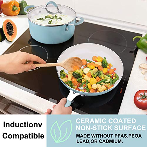 Induction Pots and Pans Set, Cookware Set with Silicone Grip, NonStick