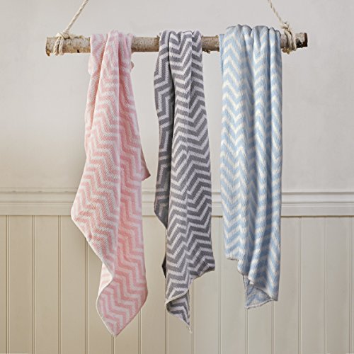 Living Textiles Chenille Baby Blanket. Grey Chevron UltraSoft Throw