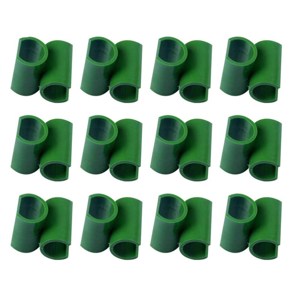 50PCS Garden Trellis Plant Connector Clips Rotatable Rod Connector Garden Plant Rack Accessories for Tomato Cage Plant Stakes (Green Cross Clips for 11mm Rod)