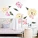 HAOKHOME W-10705 Peony Flowers Wall Decal Flower Wall Sticker Floral for Girls Bedroom Living Room Nursery Decor