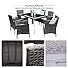 Wisteria Lane Outdoor Wicker Dining Set, 7 Piece Patio Dinning Table Grey Wicker Furniture Seating (Grey Cushions)