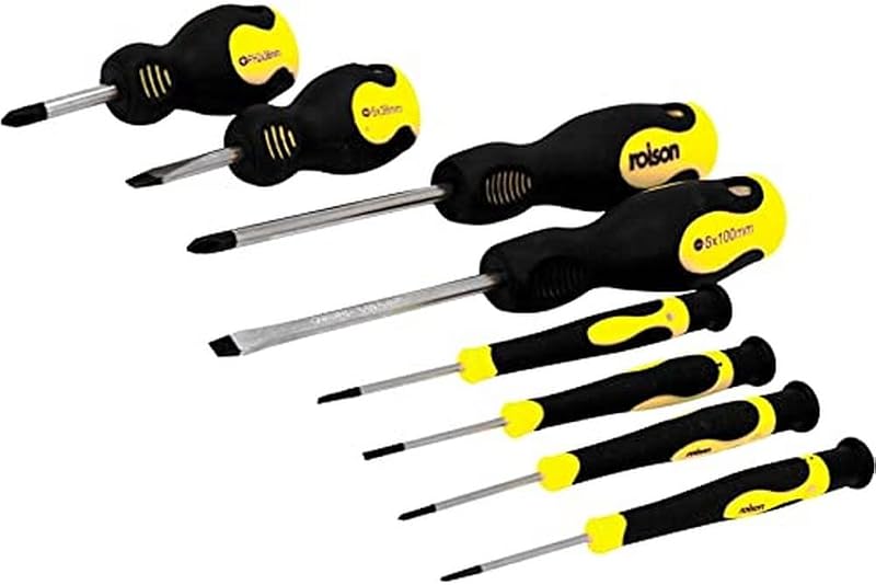 Rolson 28852 8 Piece Screwdriver Set Chrome Vanadium Soft Grip