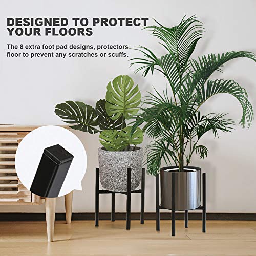 Plant Stand for Indoor Outdoor Plant Pots | Pccooler Mid Century Rustproof Iron Art Flower Pot Holder | Extra Tray Fit Any Planter Pot Below 9.7 Inches | Modern Home Decor (9.7 inches)