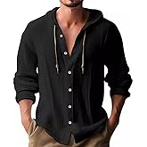 Men's Guayabera Shirts, Linen Shirt & Linen Hoodie - Long/Short Sleeve Button Down, Lightweight Hawaiian Beach Tops