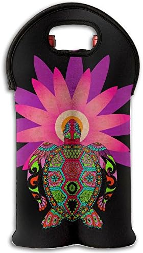 Zlkshop17 Vintage Turtle Sunflower Peacock Tail Fashion Wine Tote Carrier Bag / Purse Wine Bags Tote Bag Holds Two Bottles Of Wine-A Great Gift For Wine Lovers And Jetsetters