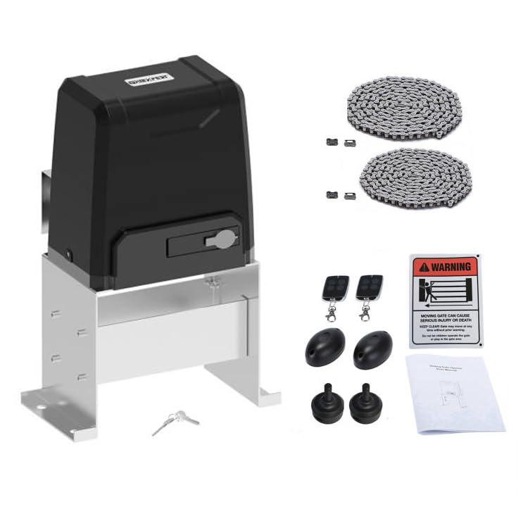 Photo 1 of GATEXPERT Sliding Automatic Gate Opener Kit Driveway Security Door Operator Hardware Kit with Two Remotes and Infrared Photocell Sensor for Slide Gates up to 40 feet Long (for Gates up to 2200lbs)