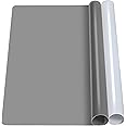 LEOBRO Silicone Mat for Resin Molds, 2 PCS 15.7" x 11.7" Playdough Mat, Silicone Mats for Crafts, Jewelry Resin Molds Mats, for Resin, Clay, Paint, Gray & Clear