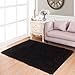 MBIGM Super Soft Modern Shag Area Rugs Purple Living Room Carpet Bedroom Rug Washable Rugs Solid Home Decorator Floor Rug and Carpets 4- feet by 5- feet, Black